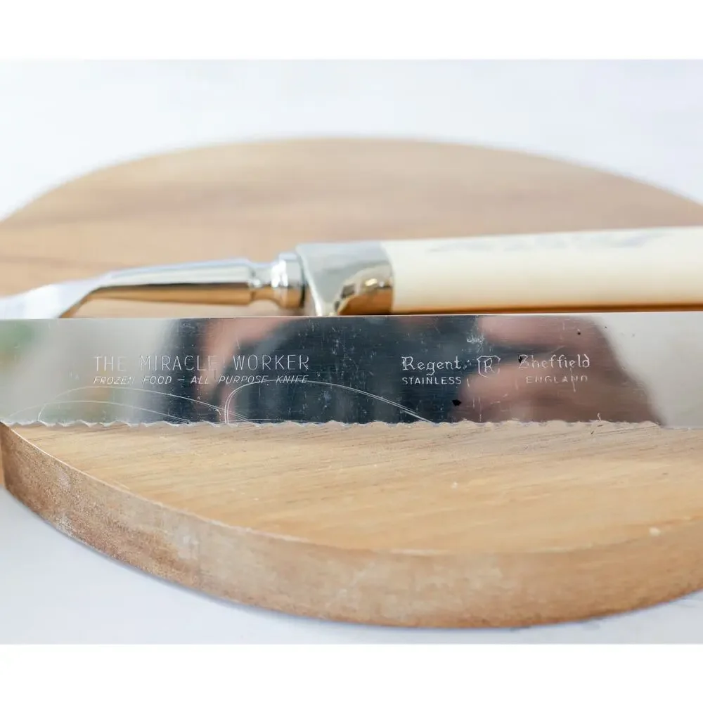 VTG Regent Sheffield Carving Set Floral Retro MCM Kitchen Knife Serving Tool